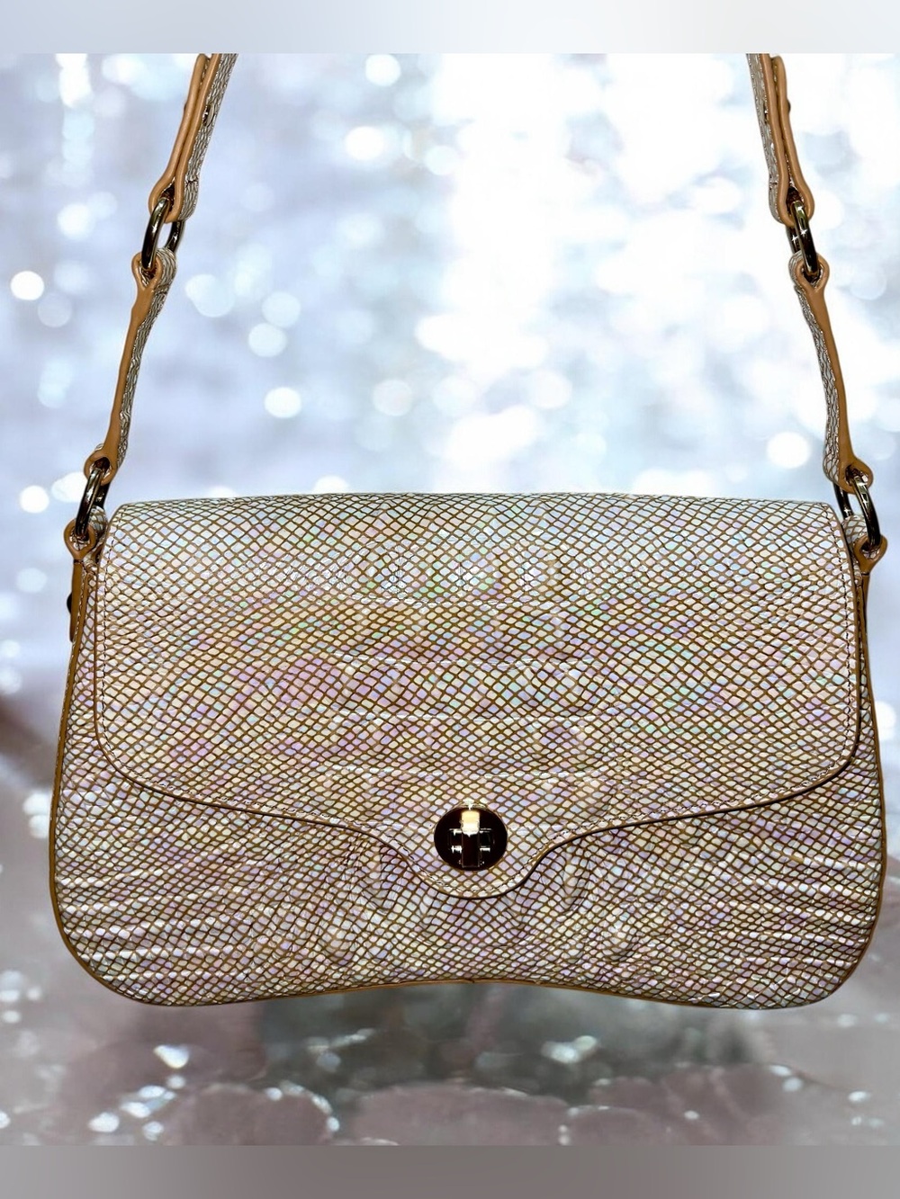 NWT Brahmin Leather ♡NERIDA♡ Shoulder Bag, Iridescent Tiramisu Melbourne